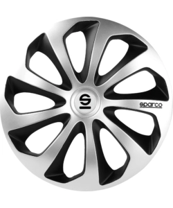 SET 4 COPRICERCHI 16" POLLICI COPRIRUOTA AUTO SICILIA SPC1673SVBK ARGENTO NERO